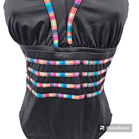 La Blanca Multi-Strap Black One-piece Swimsuit Women's 8 - Picture 2 of 7